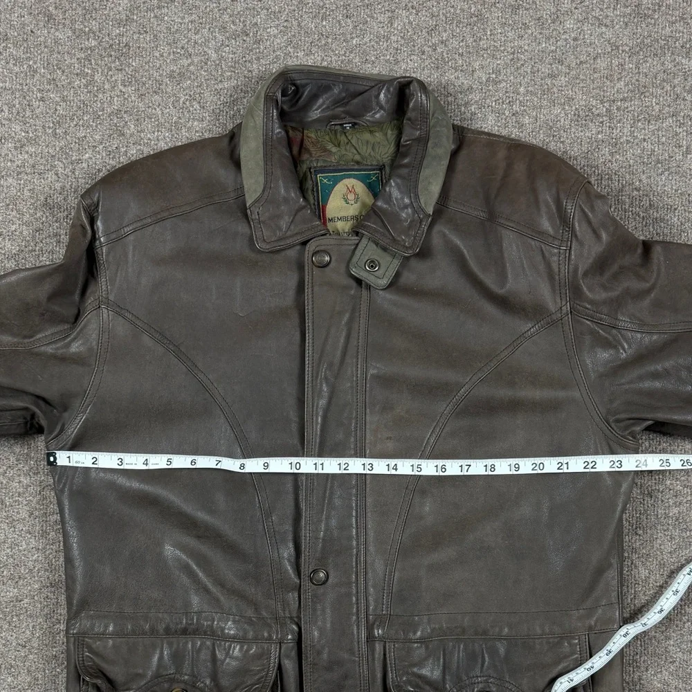 Vintage Members Only Brown Genuine Leather Full Zip Chore Hunting Jacket Men’s M - Picture 12 of 12